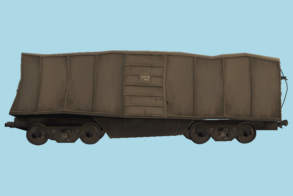 Train Boxcar Wrecked 3d model